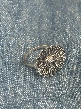 Sunflower Silver Tone Floral Ring Flower Nature Spring Jewelry